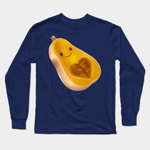 Cute Butternut Squash Long Sleeve T-Shirt by Claire Lin